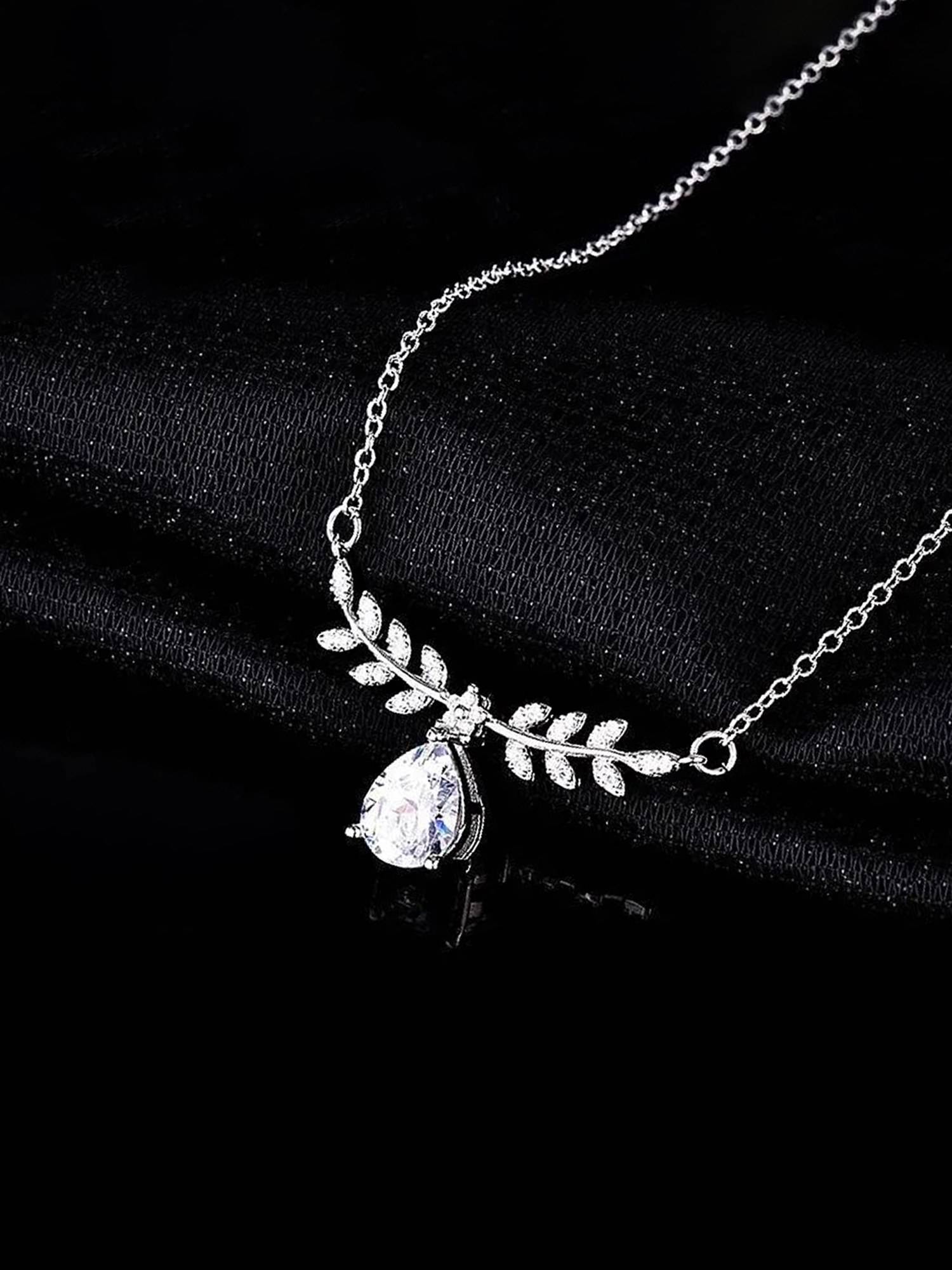 Jewels Galaxy Silver Plated Ad Studded Cubic Zirconia Necklace
