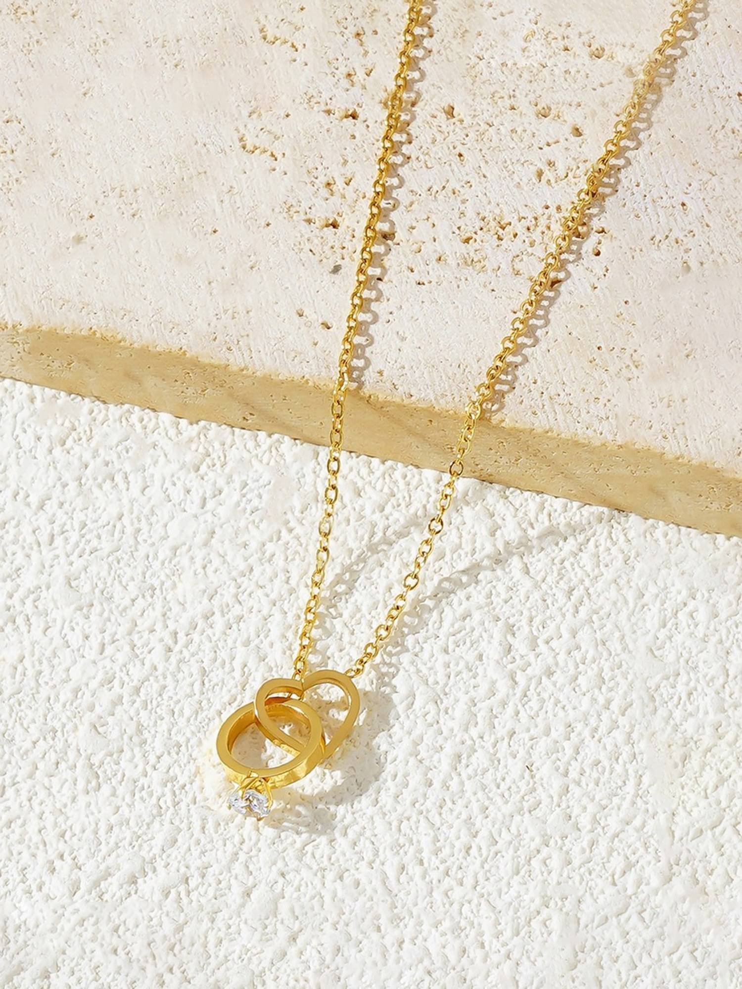Jewels Galaxy Gold Plated Stainless Steel Anti Tarnish Heart Themed Pendant For Women