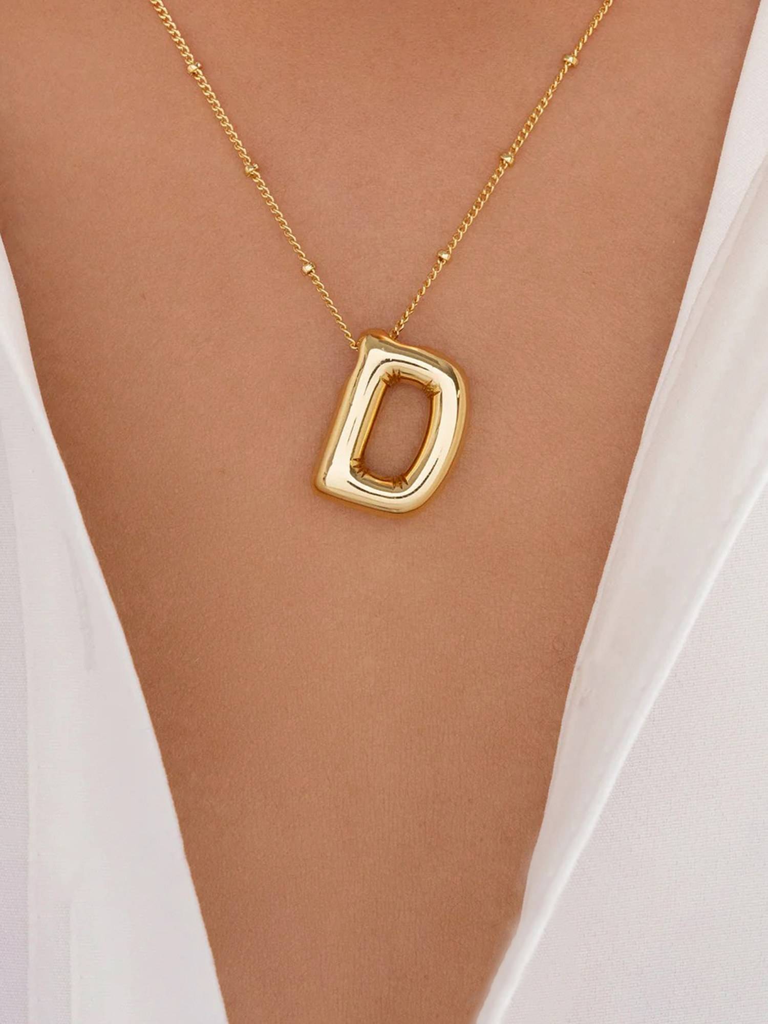 Jewels Galaxy Gold Plated Anti Tarnish Stainless Steel Alphabetical D Pendant Necklace
