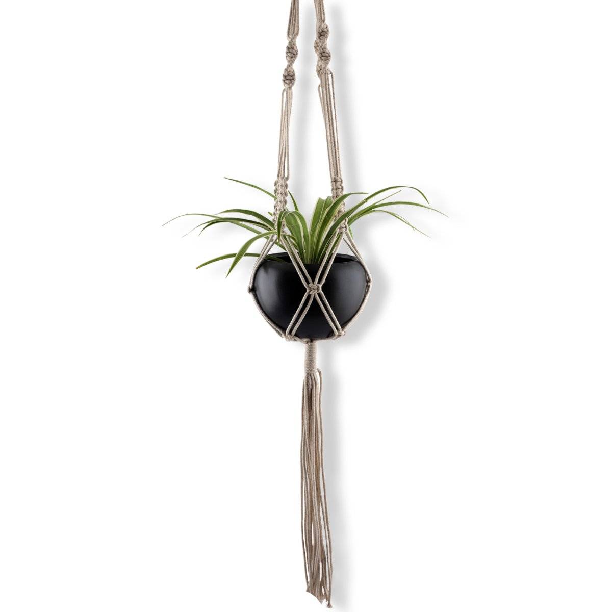 Homesake Macrame Hanging Planter Large Beige Pot