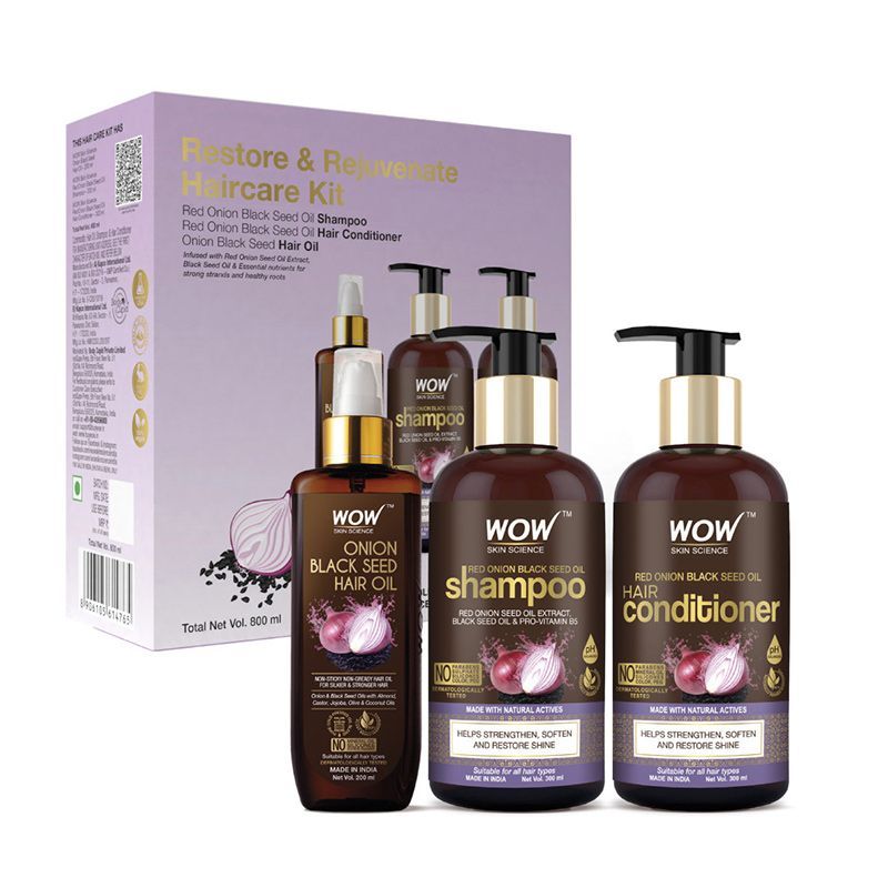 Buy WOW Skin Science Onion Black Seed Oil Ultimate Hair Care Kit Shampoo   Hair Conditioner  Hair Oil Online at Low Prices in India  Amazonin