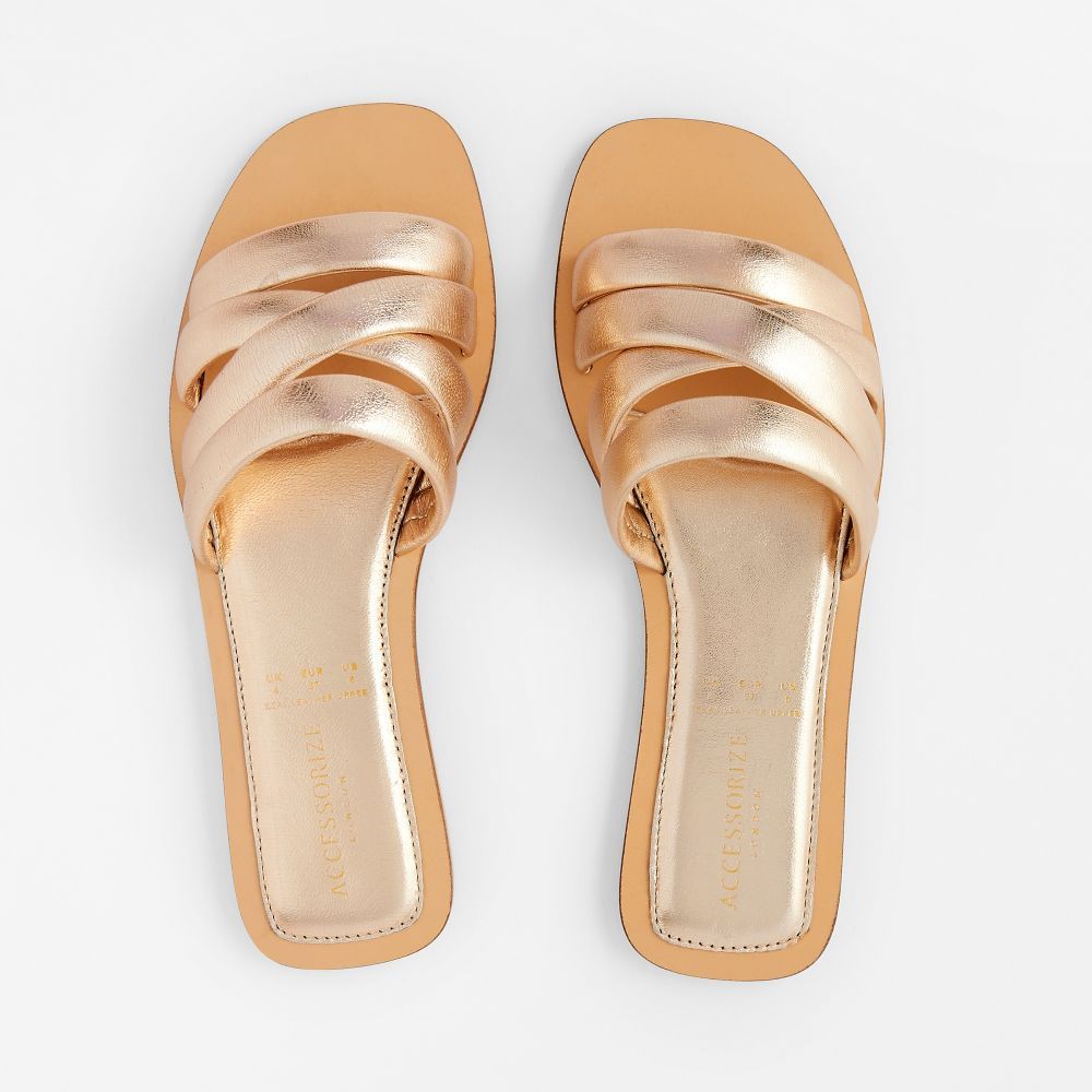 Accessorize London Sophie Strappy Slider Gold Flats: Buy Accessorize ...