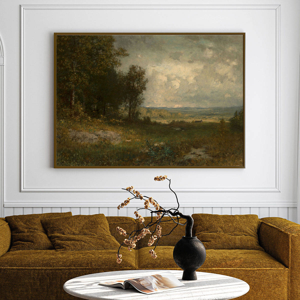 ARTCREST Greenfield Garland Painting Black Box Framed Canvas Wall Art