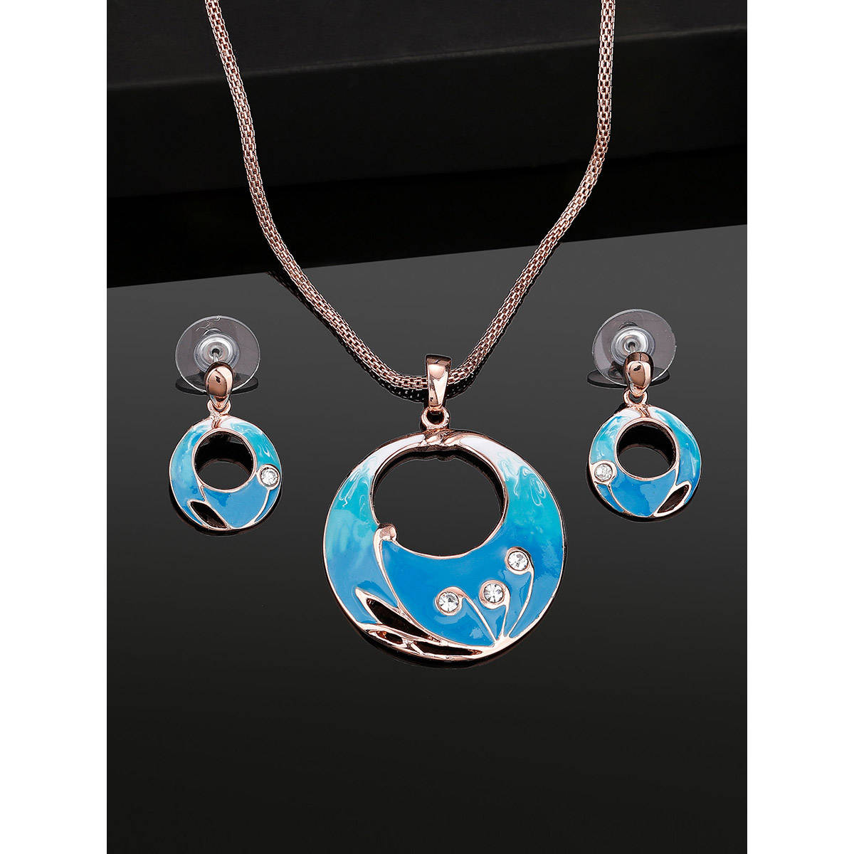 Estele Rose Gold Plated Gorgeous Drop Necklace Set for Women