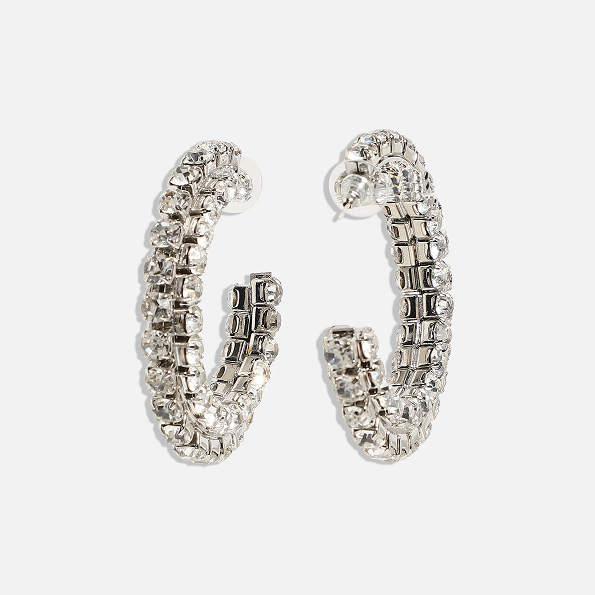 【HYKE】HOOP EARRINGS SILVER925 Buy SOHI Silver-Plated Half Hoop Earrings-Silver Online