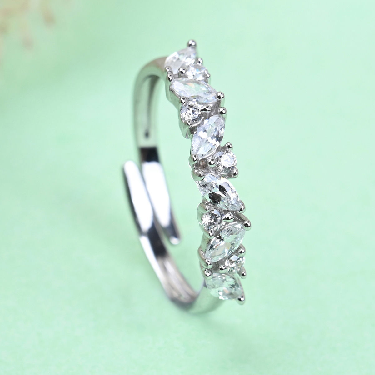 Buy CLARA 925 Silver Swiss Zircon Petite Finger Ring with