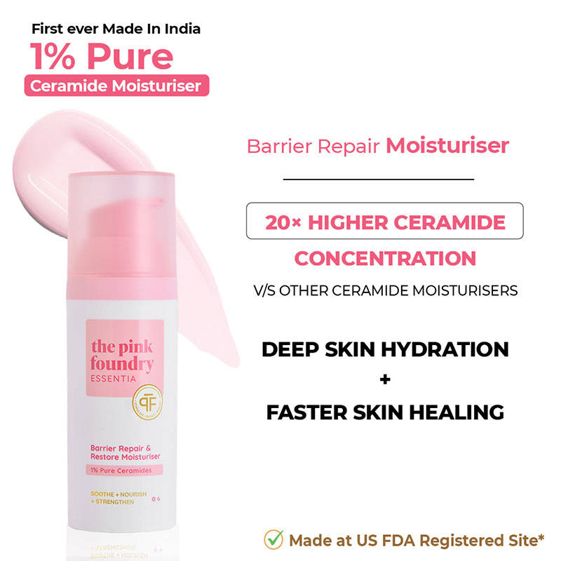The Pink Foundry Barrier Repair & Restore Moisturiser With 1% Pure Ceramides In 3:1:1 Golden Ratio