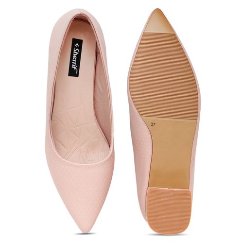 Buy Sherrif Shoes Womens Nude Block Heel Pumps Online