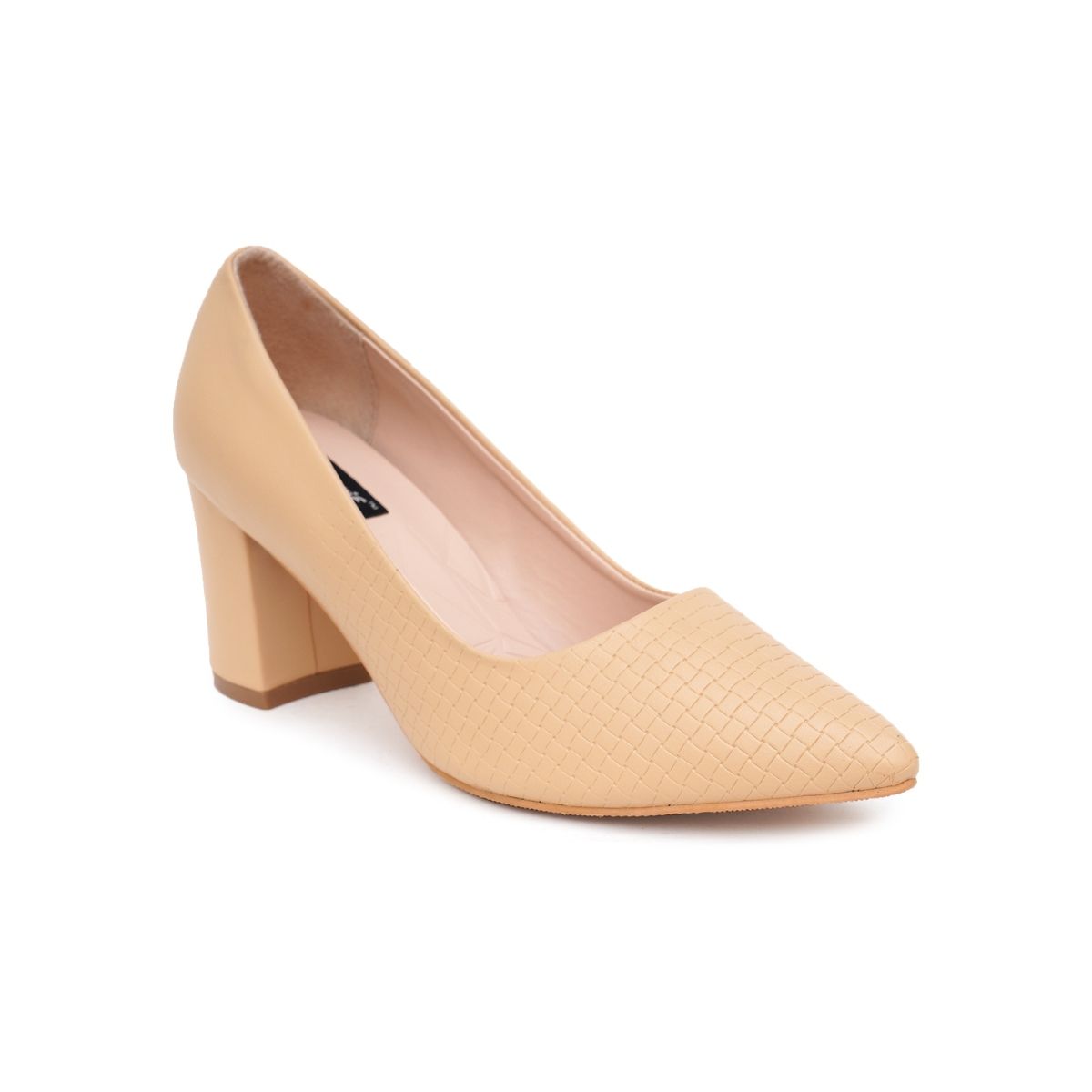 Buy Sherrif Shoes Womens Beige Block Heel Pumps Online