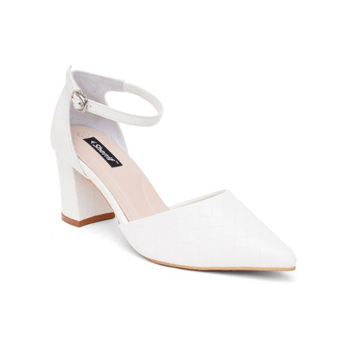 Buy Sherrif Shoes Womens White Block Heel Sandals Online