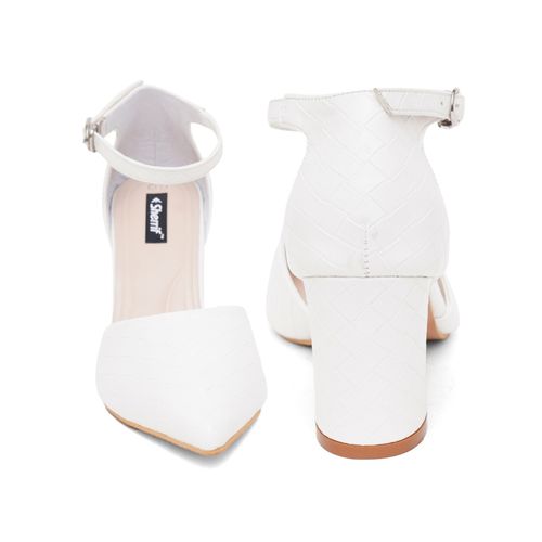 Sherrif Shoes Womens White Block Heel Sandals (EURO 36)