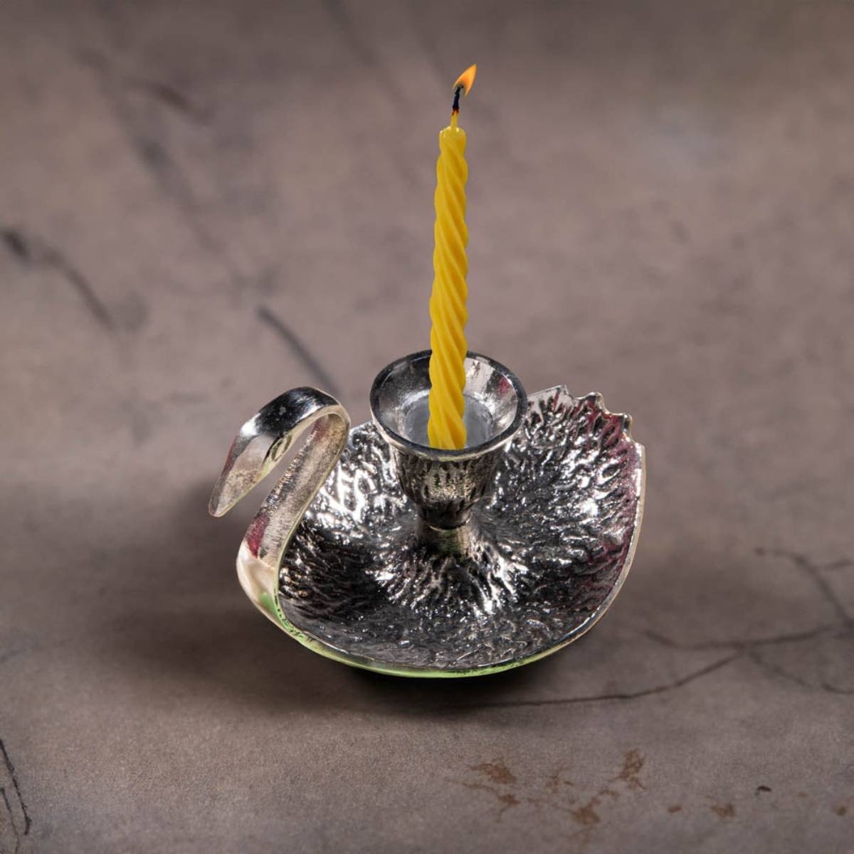 Gibox Swan Candle Holder Votive Holder Brass Silver Antique Cup Shaped Pillar Stand