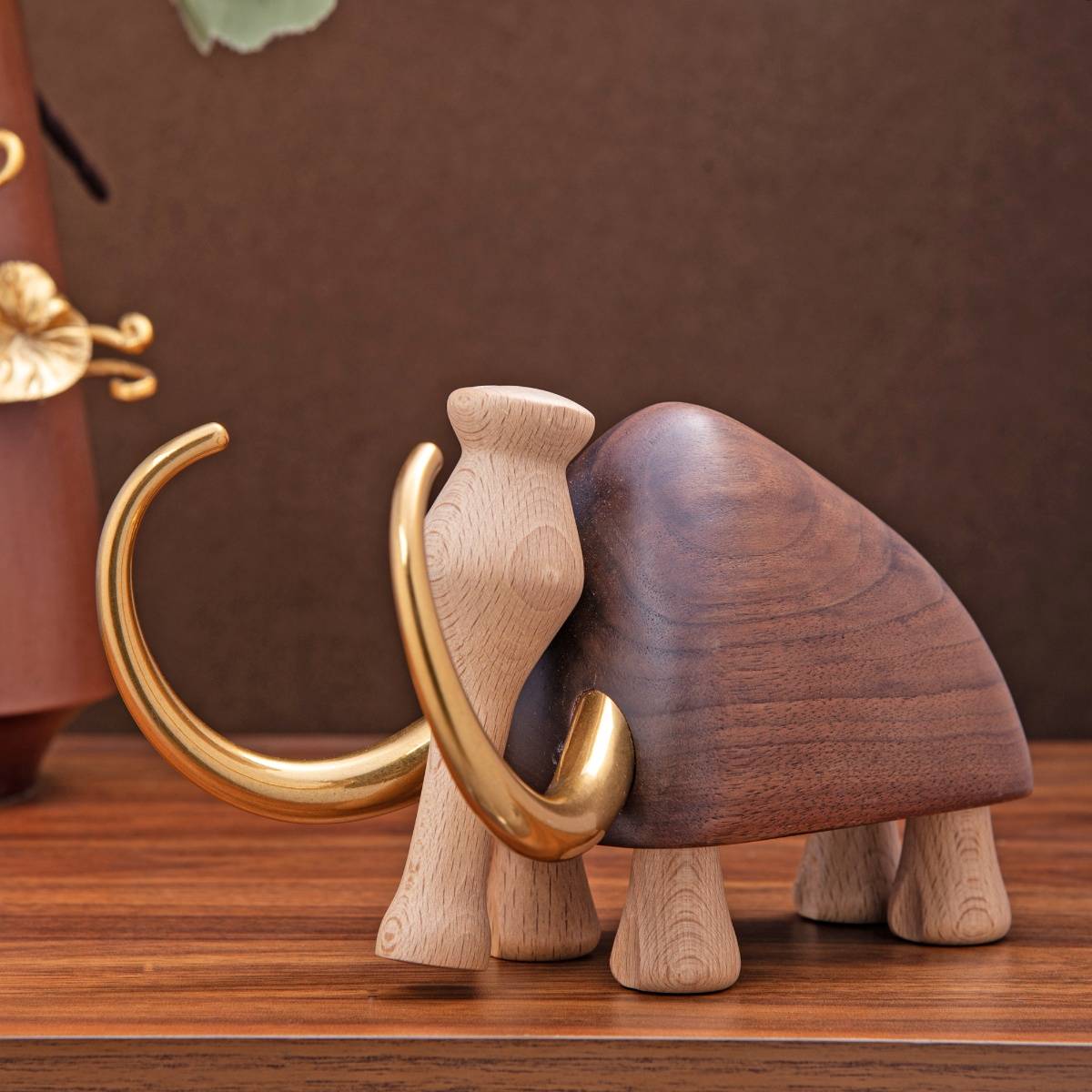 Gibox Wooden Mammoth Elephant Showpiece for Living Room Home Decorative Accent