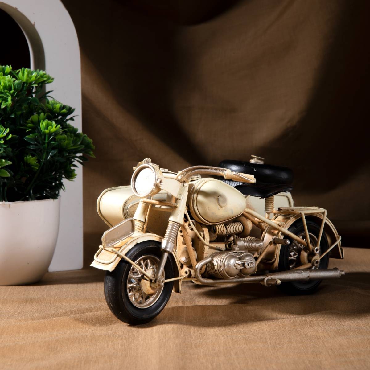 Gibox Vintage Side Motorcycle White Model Home Decor Luxurious Item
