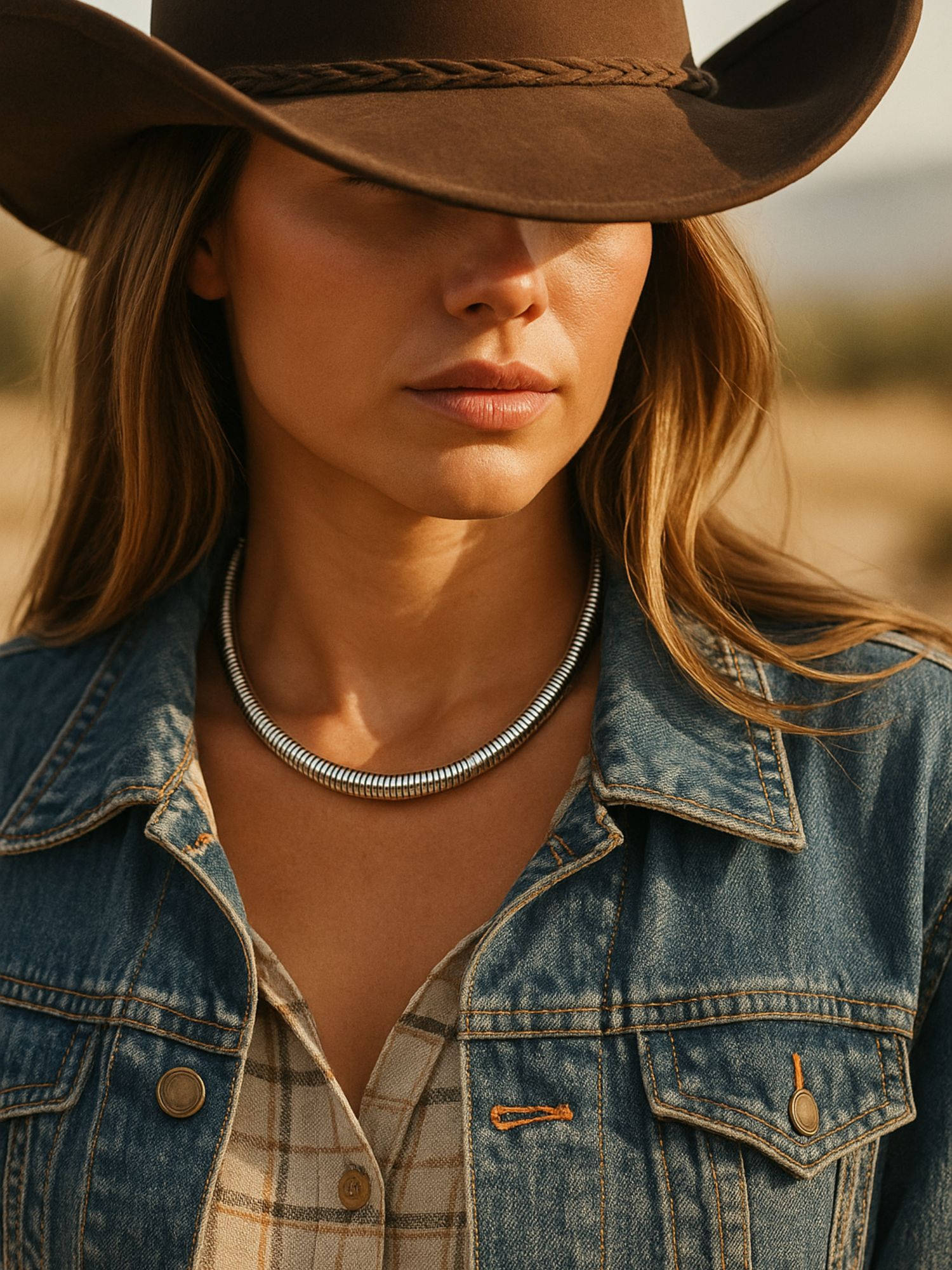 Digital Dress Room Silver Tone Coil Choker Necklace for Women
