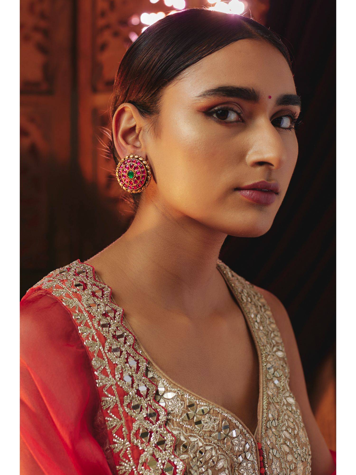 KARISA DESIGNS Pink Padma Kundan Earring