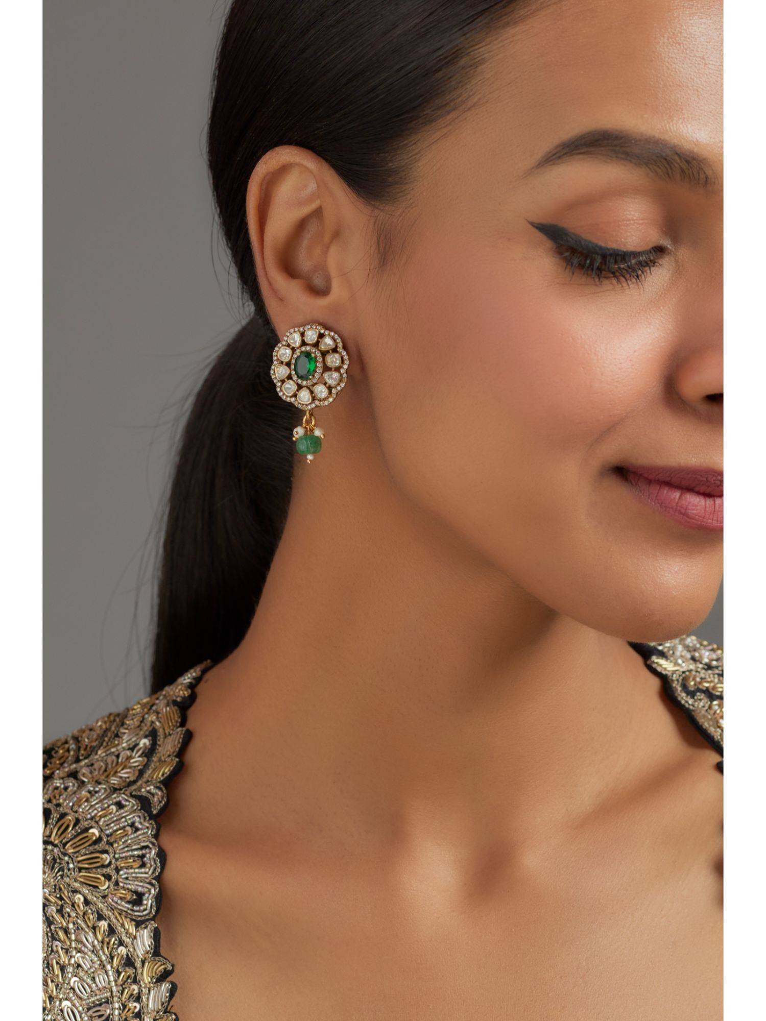 KARISA DESIGNS Green Sia Moissanite Earring