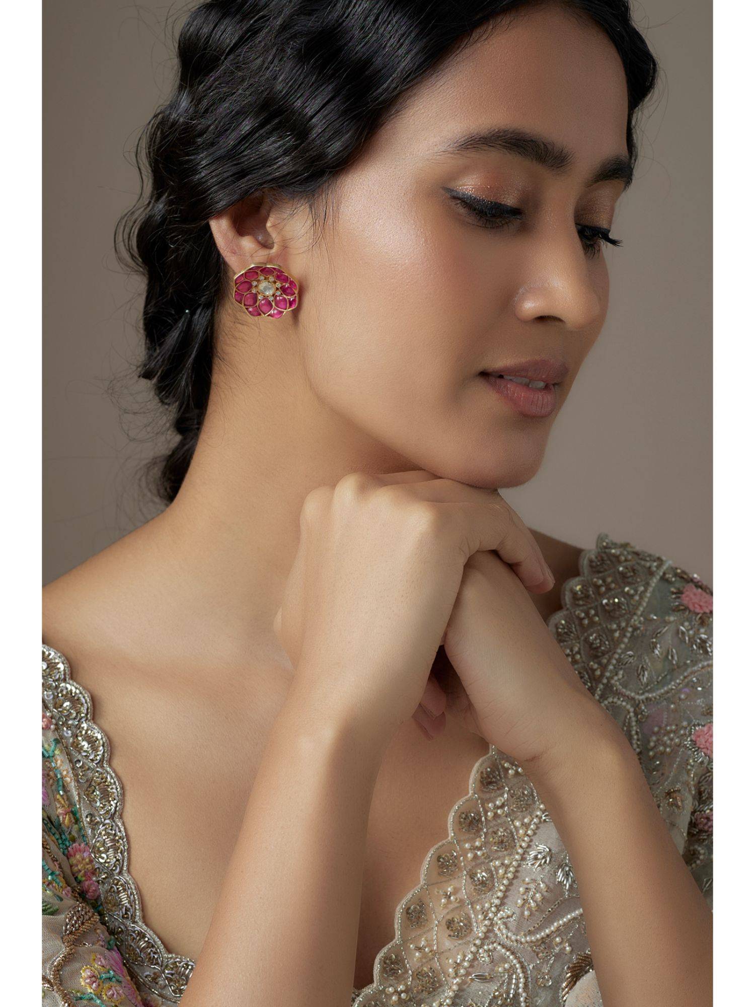 KARISA DESIGNS Pink Rose Earring