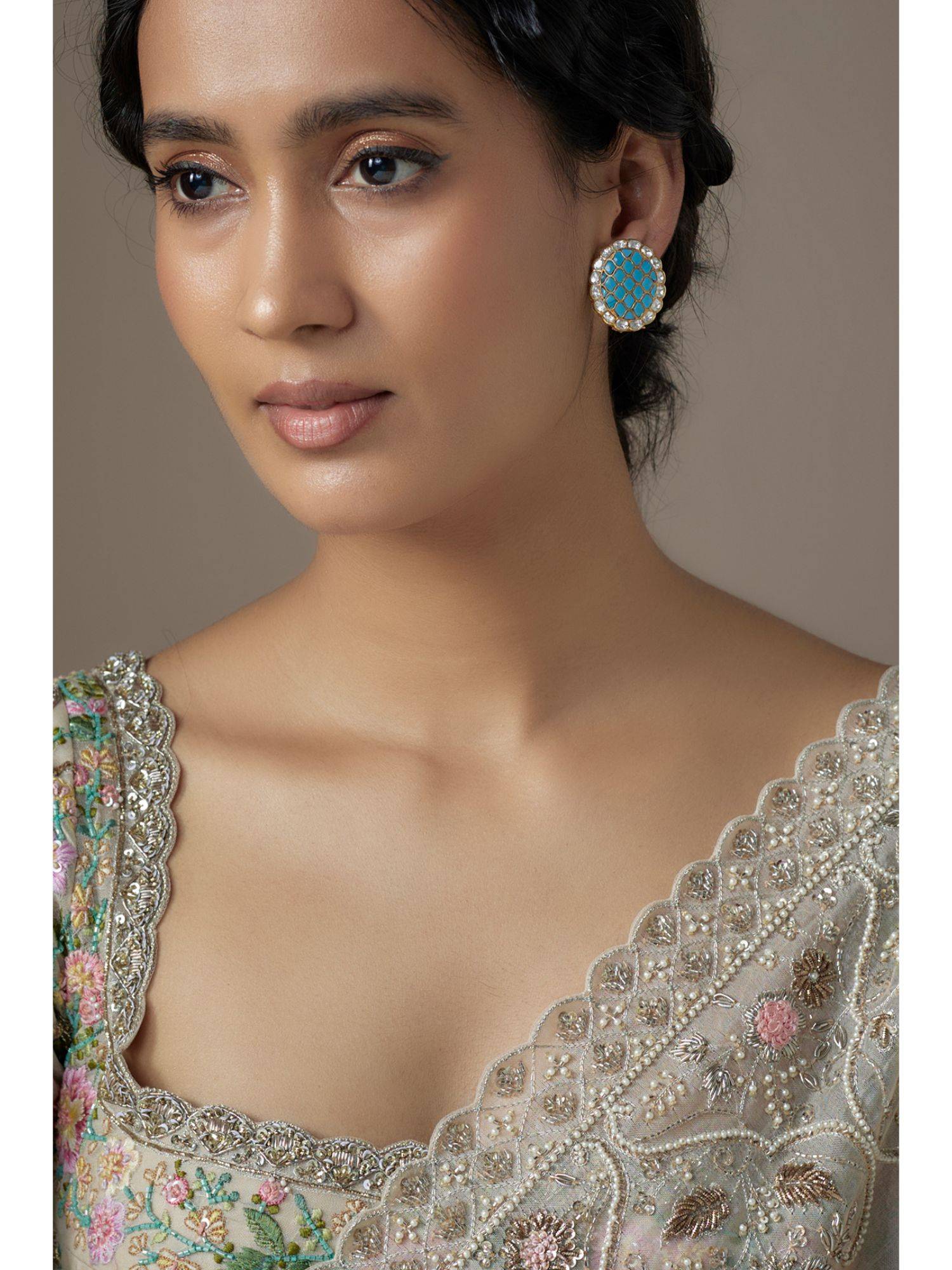 KARISA DESIGNS Blue Phiroza Kundan Earring