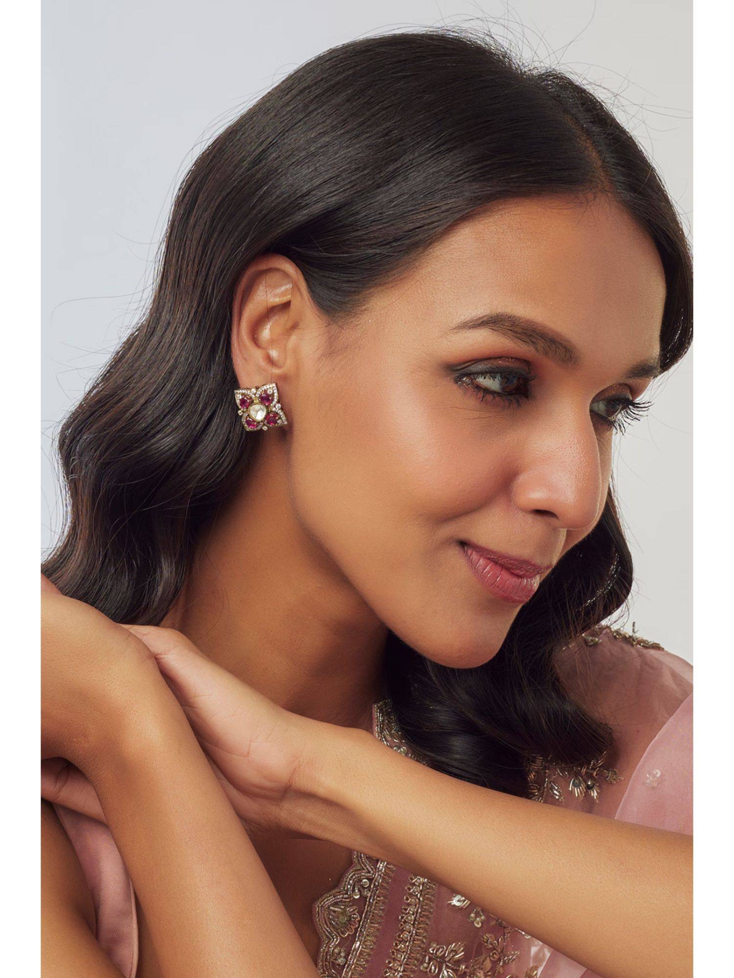 KARISA DESIGNS Pink Nuri Victorian Moissanite Earring