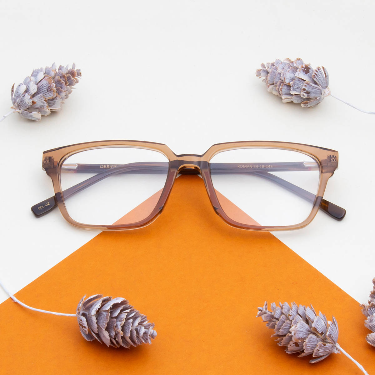 TED SMITH Unisex Acetate Rectangle Brown Eyeglass Frame (54)