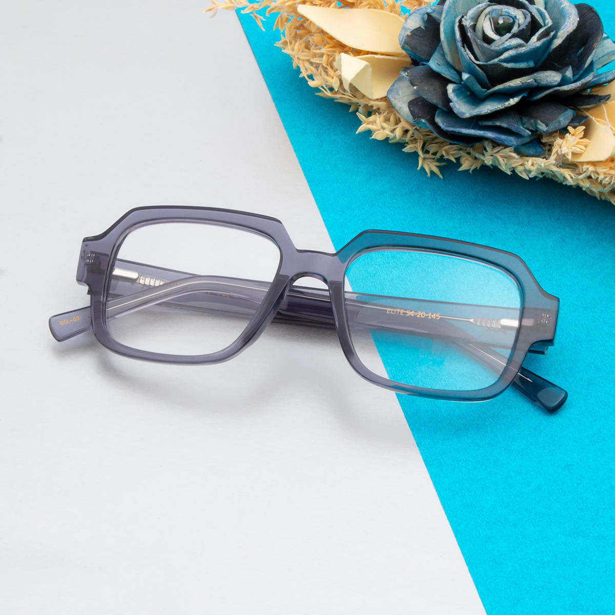 TED SMITH Unisex Acetate Square Grey Eyeglass Frame (54)