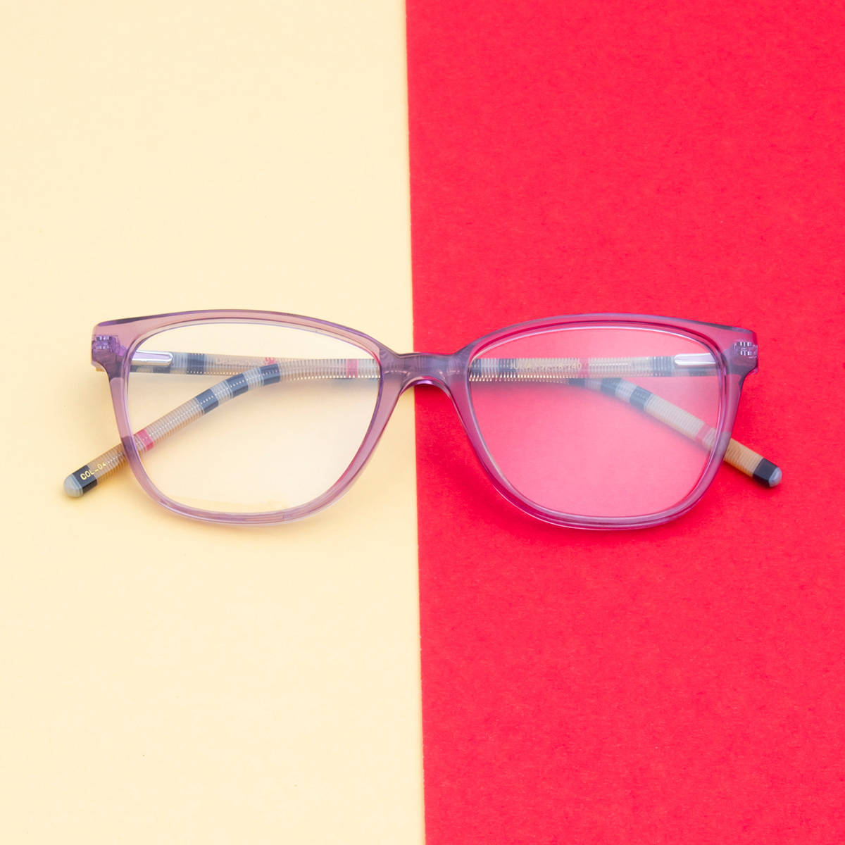 TED SMITH Unisex Acetate Square Purple Eyeglass Frame (52)