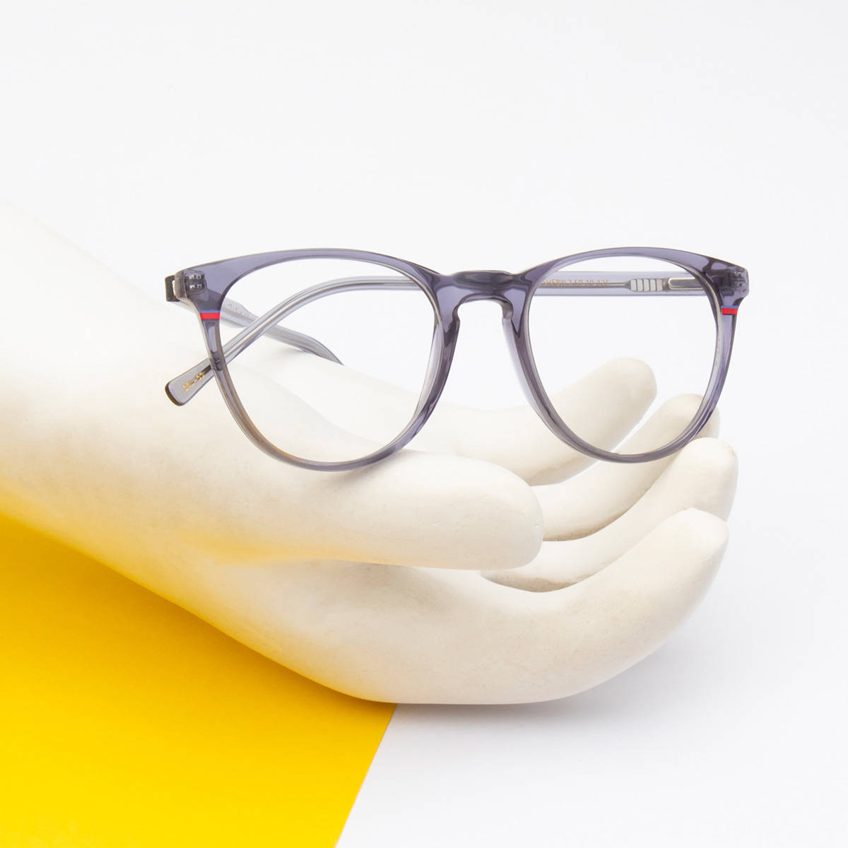 TED SMITH Unisex Acetate Round Grey Eyeglass Frame (50)