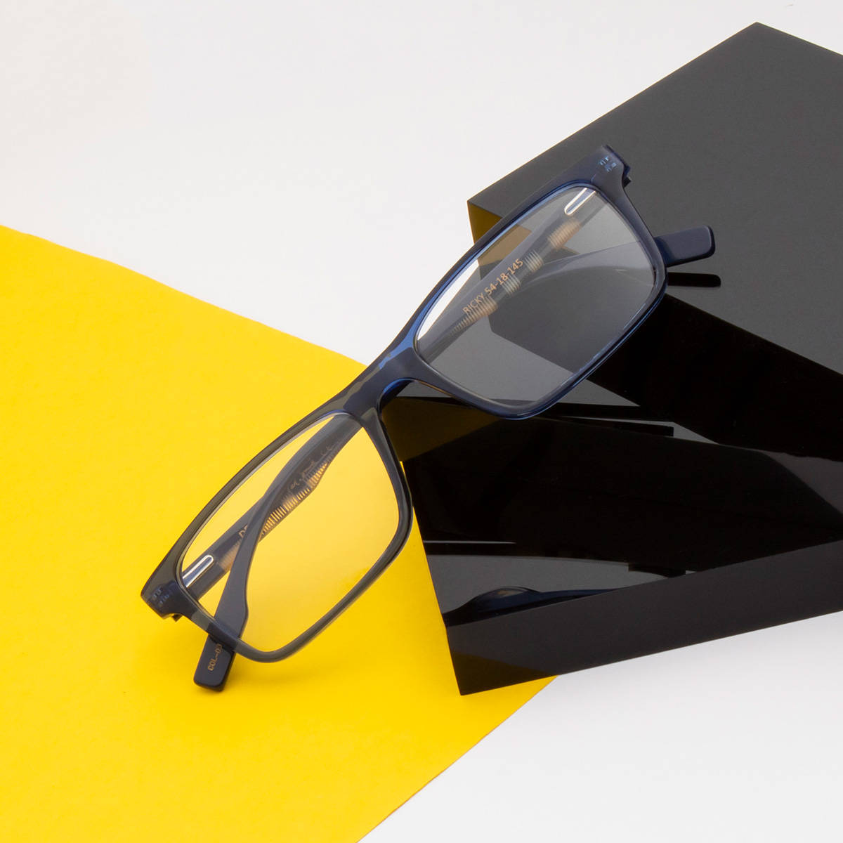TED SMITH Unisex Acetate Rectangle Blue Eyeglass Frame (54)