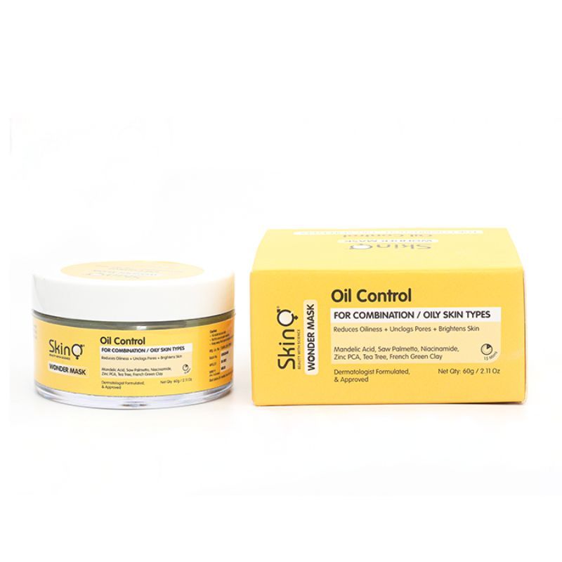 SkinQ Oil Control Face Wonder Mask, Face Mask With French Green Clay For Combination And Oily Skin