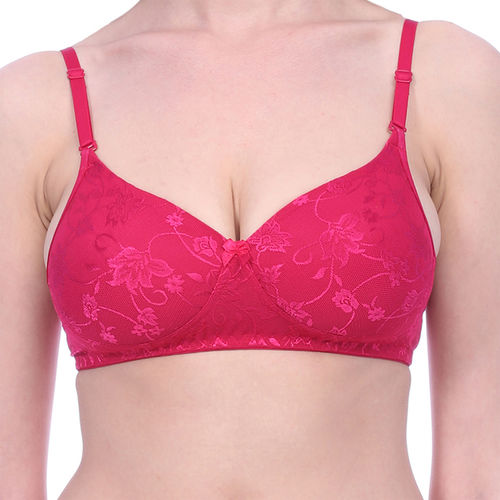 Buy Bralux Full Coverage Cherry Bra With Detachable Strap With Size B Cup,  Fabric Lace Color Rani Online