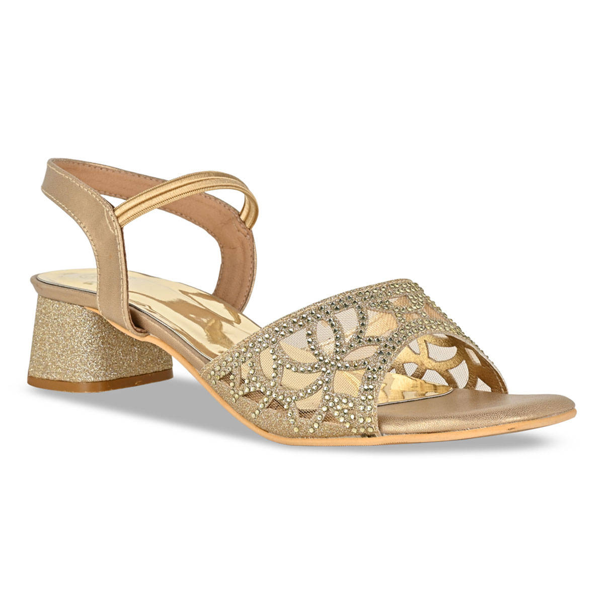 Gold Ric Rac Heels Buy ROCIA Regal Gold Women Diamond Embellished Block Heels Online