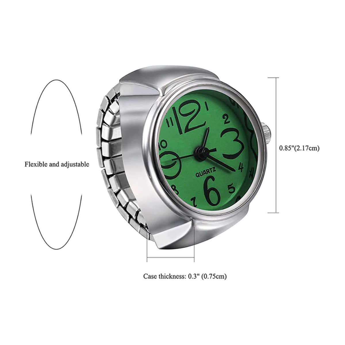 Yellow Chimes Stainless Steel Dial Analog Stretchable Watch Ring Green  Online in India, Buy at Best Price from Firstcry.com - 13317238