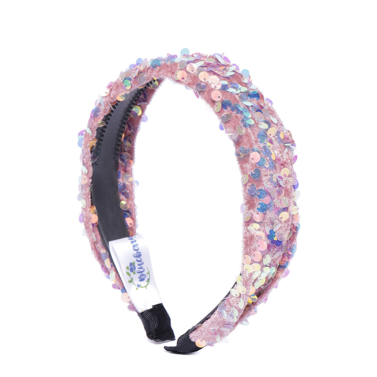 Blueberry Multi Sequin Embellished Pink Velvet Hair Band: Buy Blueberry ...