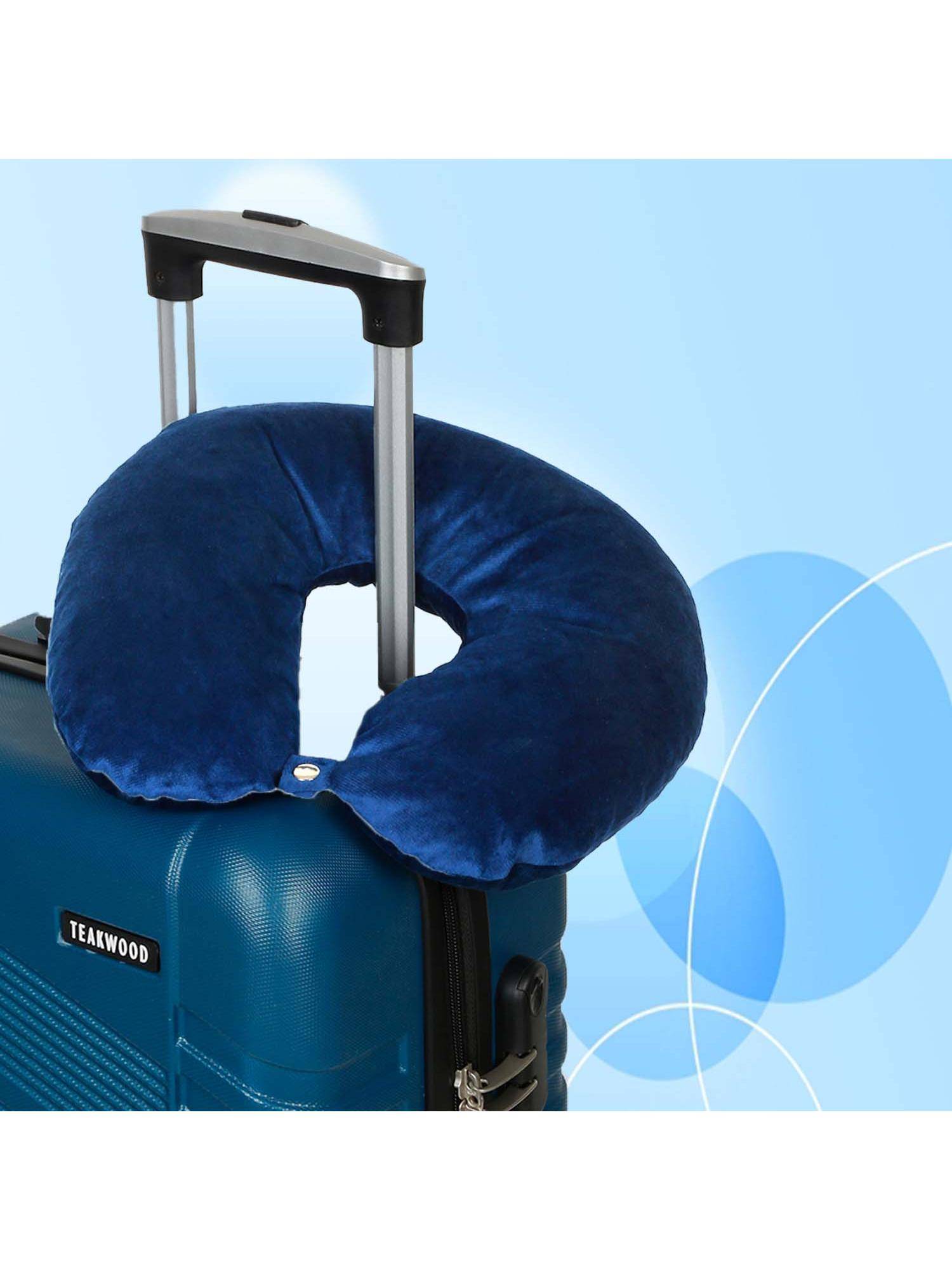 Teakwood Blue U-Shaped Neck Pillow with Been Balls Filled