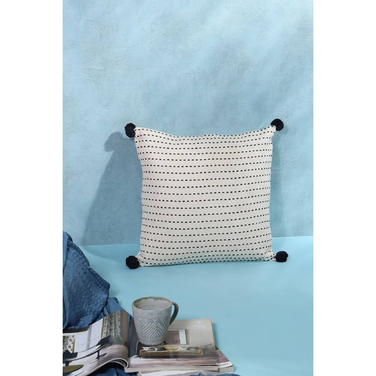 SANSKRUTIHOMES White Cotton Cushion Cover (18x18 inches)