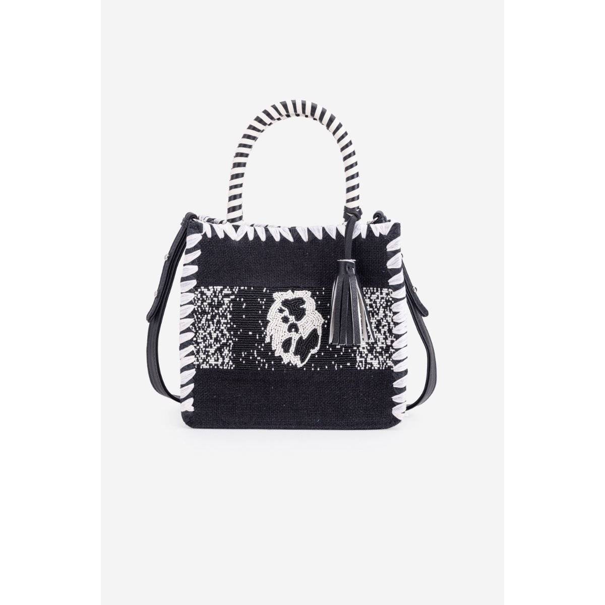 ABELARDO DE MODA Aries Black And White Hand Woven Hand Bag (L)