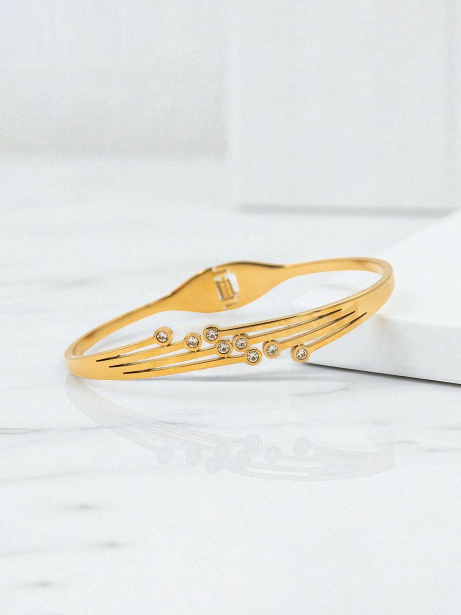 Jewels Galaxy Gold Plated Stainless Steel Contemporary Anti Tarnish Geometric Bracelet