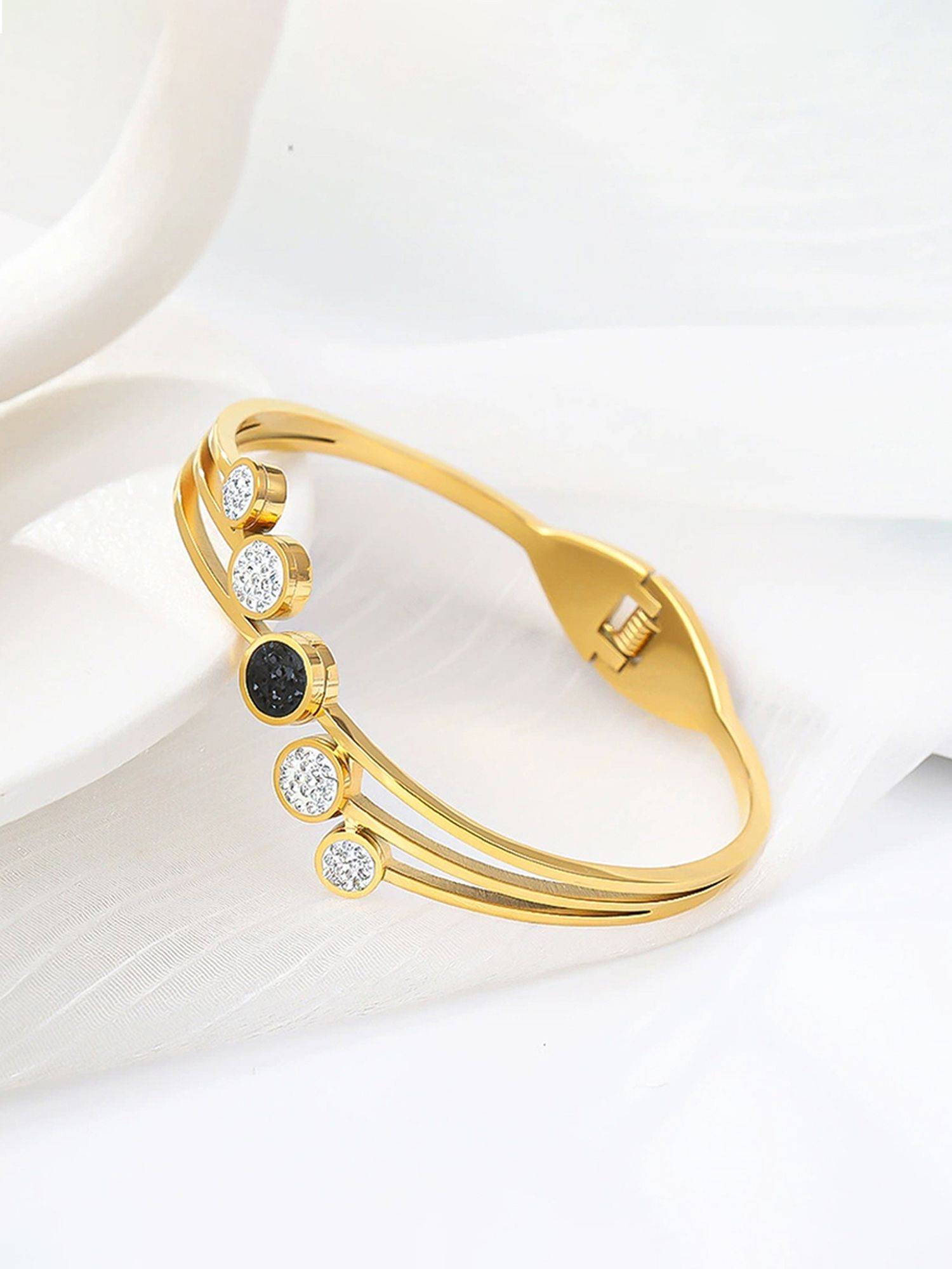Jewels Galaxy Gold Plated Stainless Steel Contemporary Anti Tarnish Geometric Bracelet