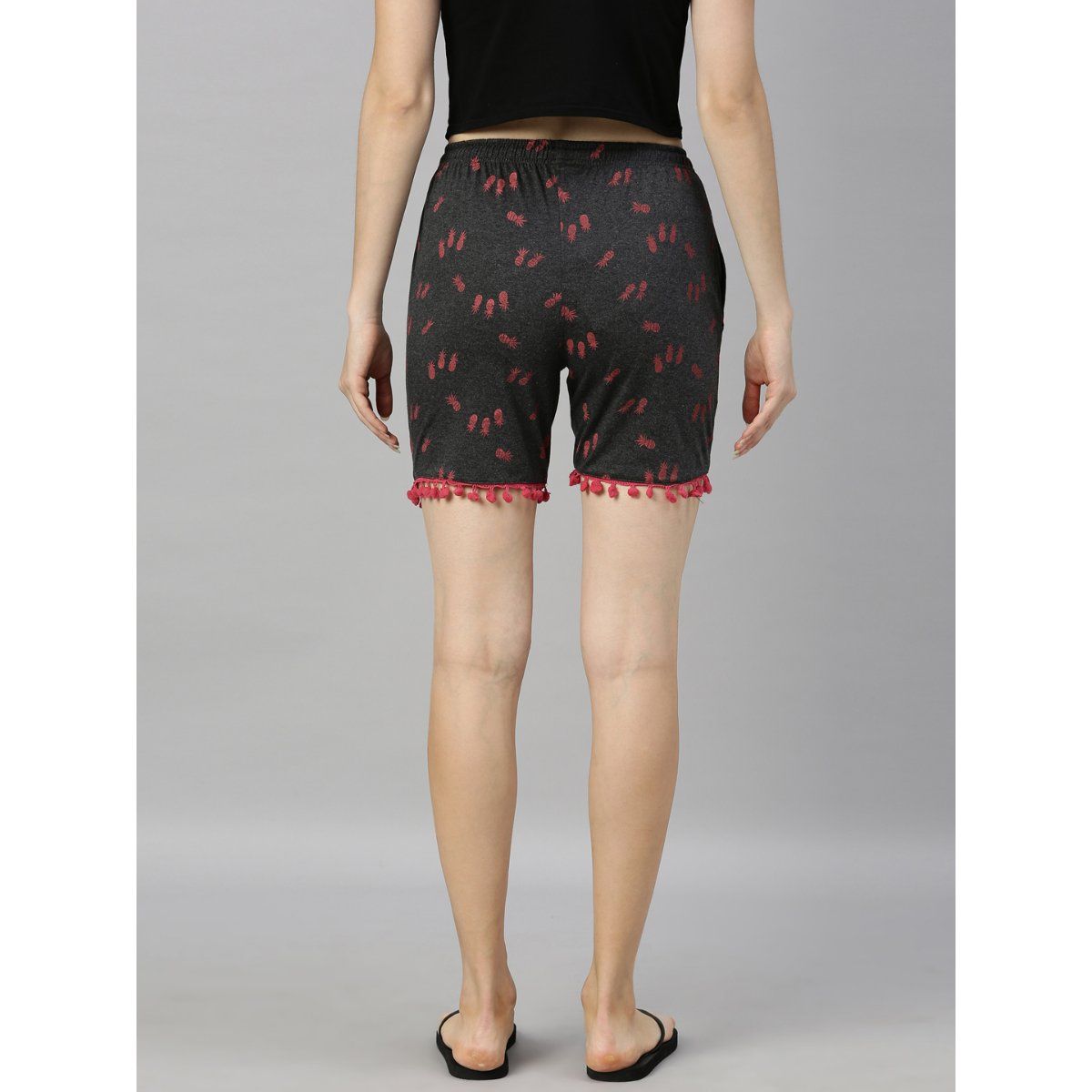 Kryptic Women Charcoal And Pink Printed Lounge Shorts Buy Kryptic Women Charcoal And Pink Printed 7311