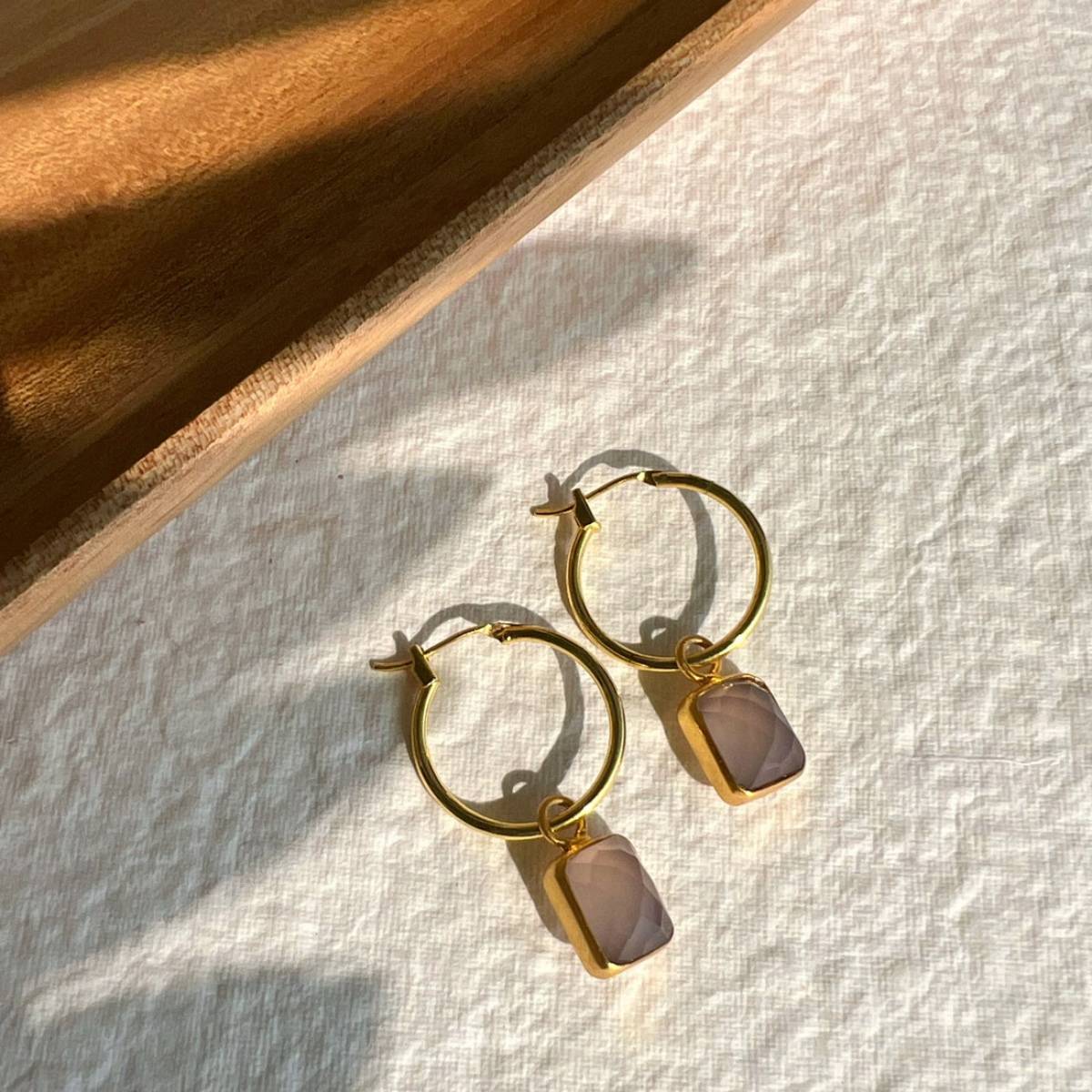Amaltaas Rose Quartz Hoop Earring Detachable