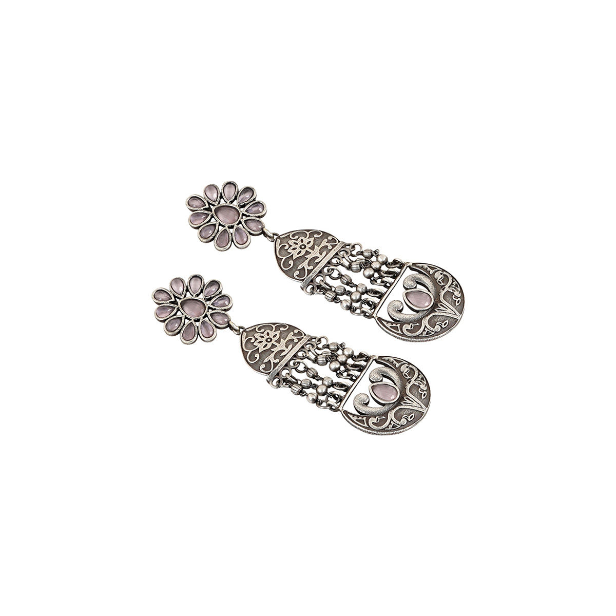Brown - Saanjh Bela Chand-Matsya Oxidised Earrings