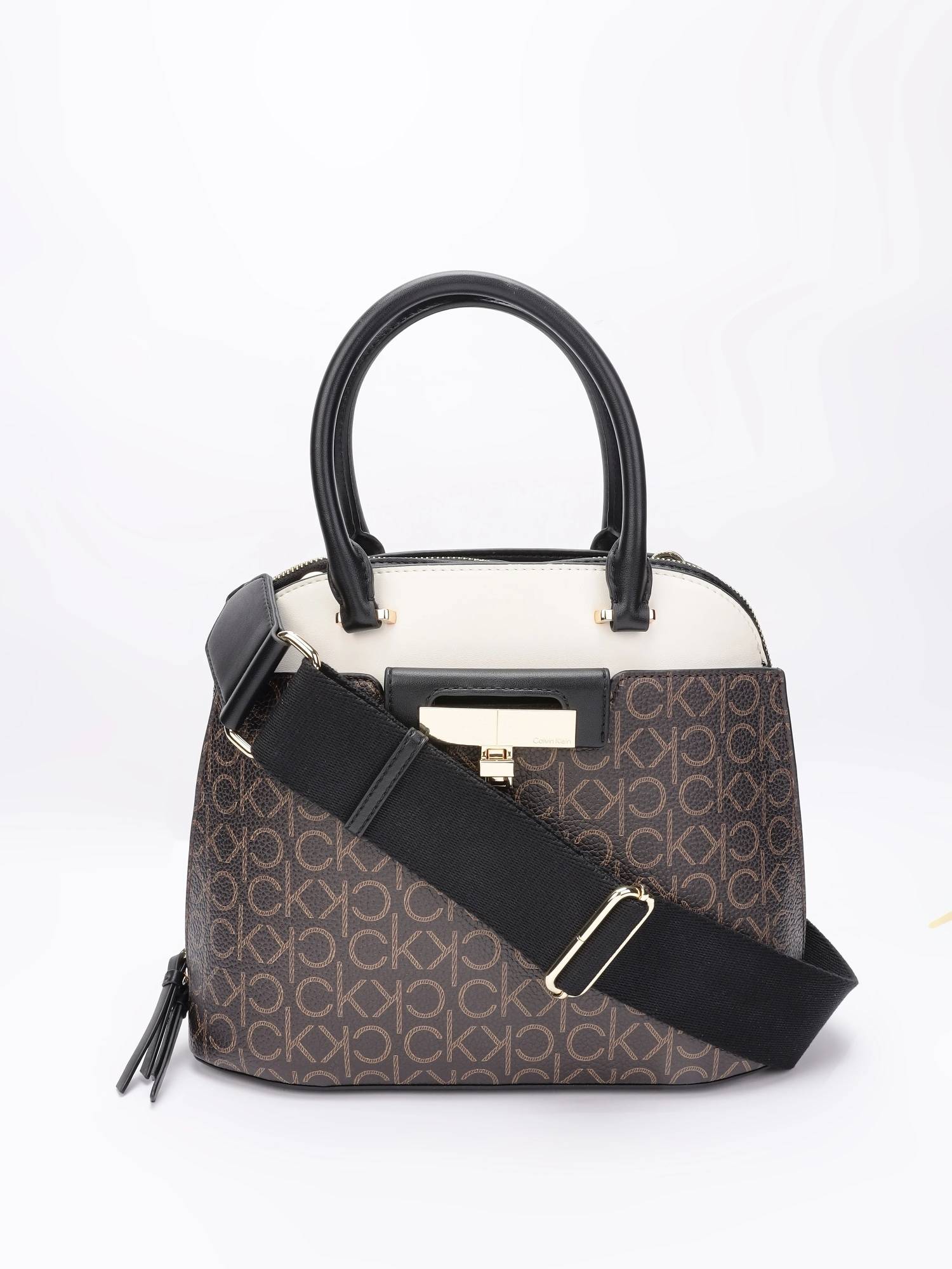 Calvin Klein Logo Brown Pu Crossbody Bag