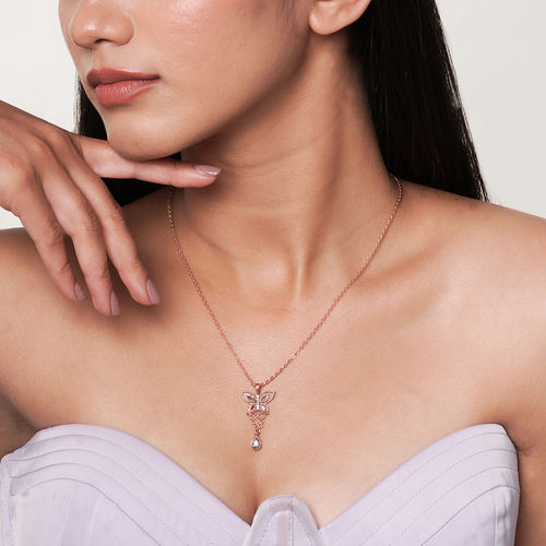 Joker Witch Caria White Rose Gold Pendant Necklace Chain - Main Image