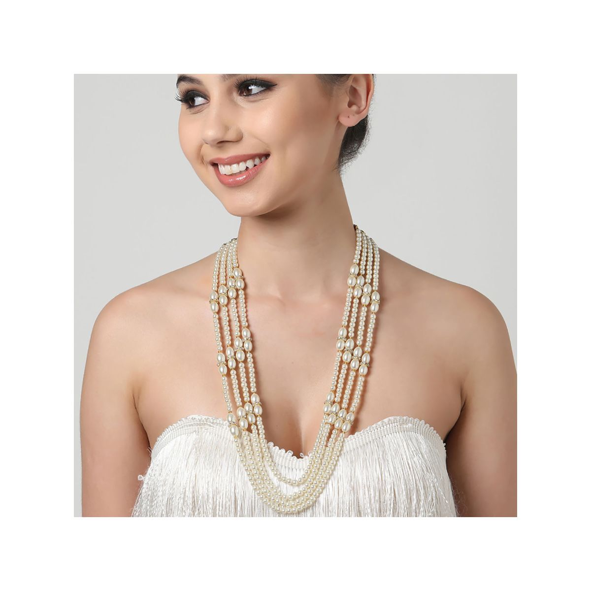 Buy Zaveri Pearls Gold Tone 4 Layers Traditional Pearls Necklace