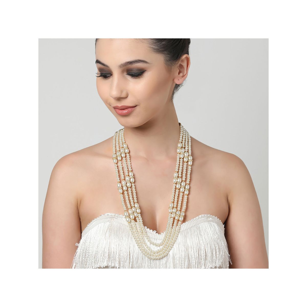 Buy Zaveri Pearls Gold Tone 4 Layers Traditional Pearls Necklace