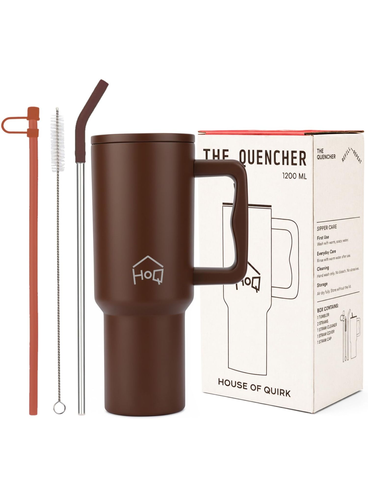 Buy House of Quirk 1200Ml Tumbler With Handle & Lid 2 Straws