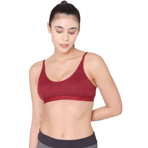 Buy Bodycare Sports Bra In Pink-Red-Skin Color - Pack Of 3 online