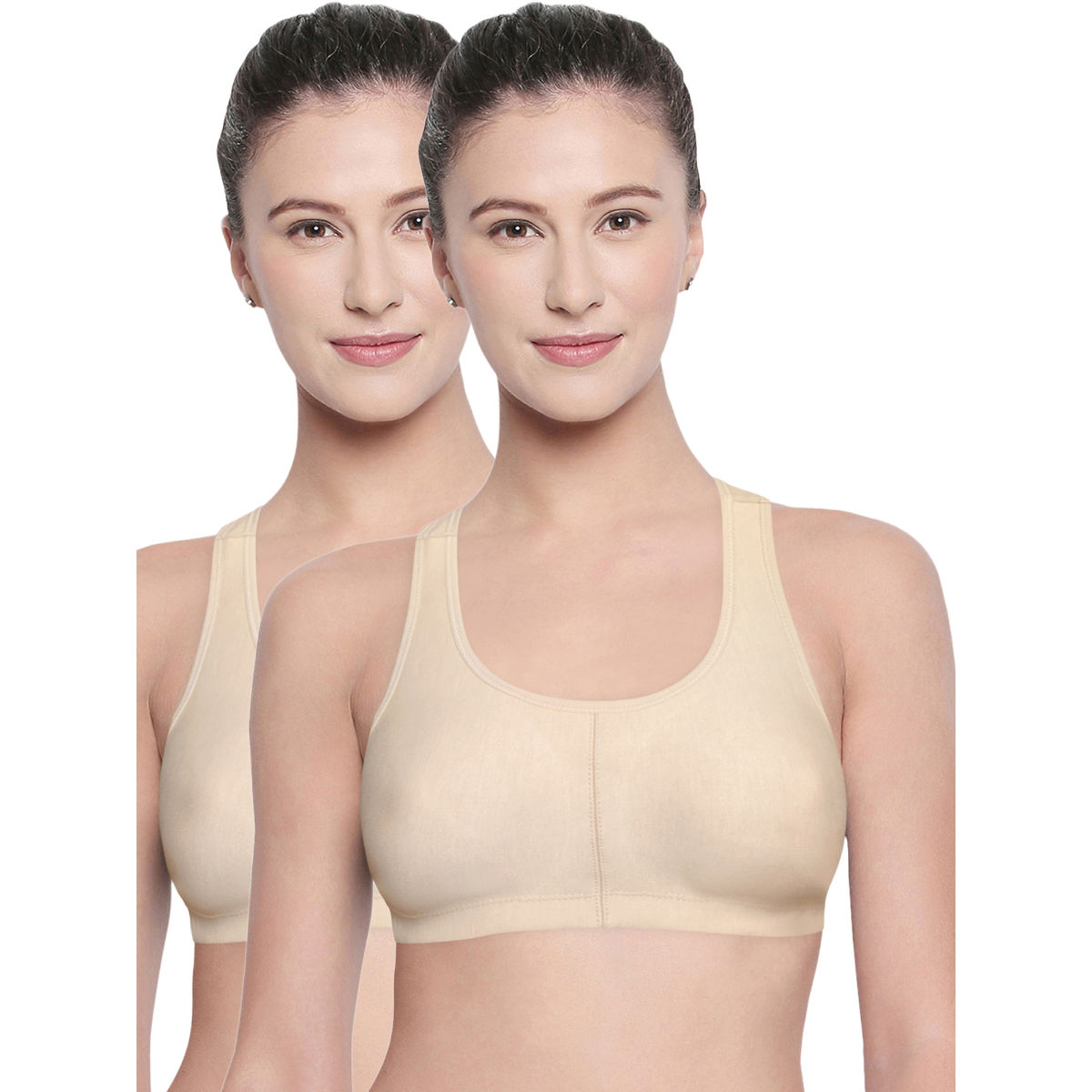Buy Bodycare Racerback Solid Color Pack of 2 Sports Bra-E1612 - Nude Online