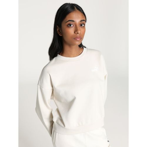 Puma Essentials Relaxed Crew Fl Women's Off White Sweatshirt (XS)